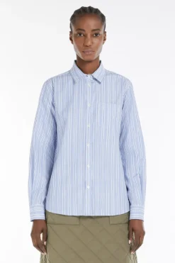 Dames blouse lange mouw blauw