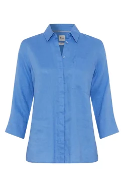 Dames blouse lange mouw blauw