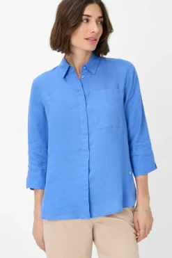 Dames blouse lange mouw blauw