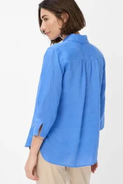 Dames blouse lange mouw blauw