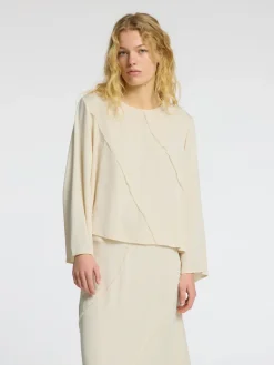 Dames blouse lange mouw bruin