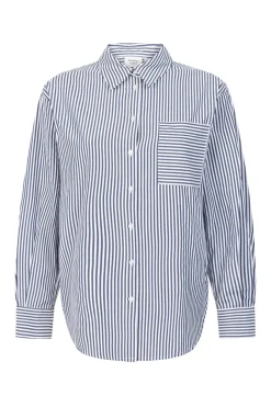 Dames blouse lange mouw blauw