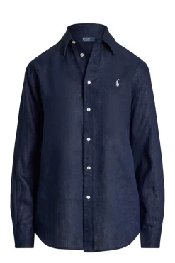 Dames blouse lange mouw blauw