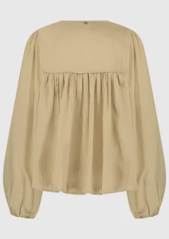 Dames blouse lange mouw bruin