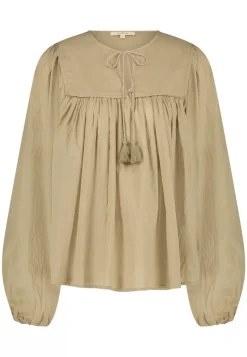 Dames blouse lange mouw bruin