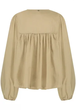 Dames blouse lange mouw bruin