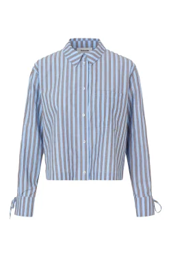 Dames blouse lange mouw blauw