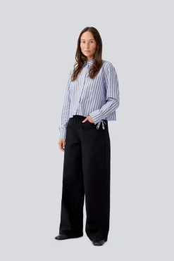 Dames blouse lange mouw blauw