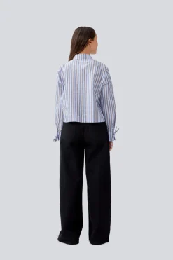 Dames blouse lange mouw blauw