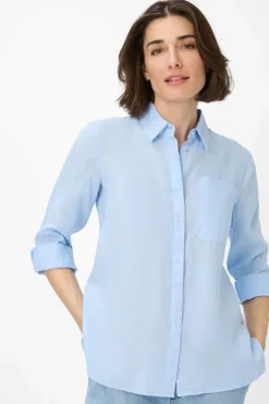 Dames blouse lange mouw blauw