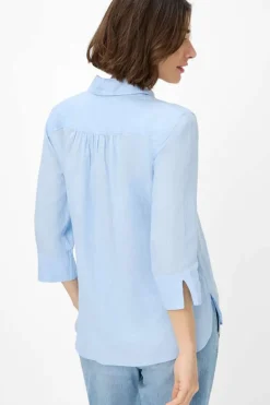 Dames blouse lange mouw blauw