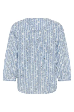 Dames blouse lange mouw blauw