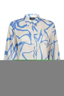 Dames blouse lange mouw blauw
