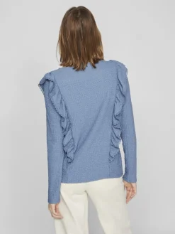 Dames blouse lange mouw blauw