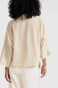 Dames blouse lange mouw bruin