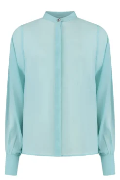 Dames blouse lange mouw blauw