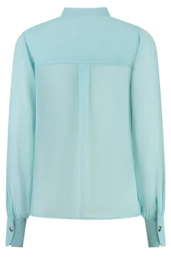 Dames blouse lange mouw blauw