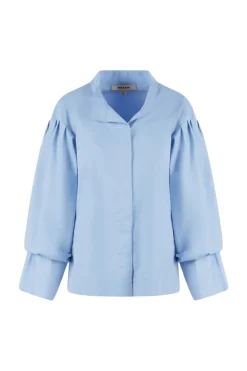 Dames blouse lange mouw blauw