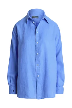 Dames blouse lange mouw blauw