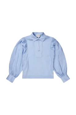 Dames blouse lange mouw blauw