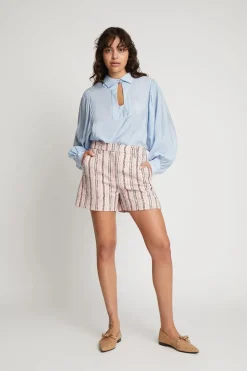 Dames blouse lange mouw blauw