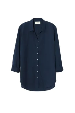 Dames blouse lange mouw blauw