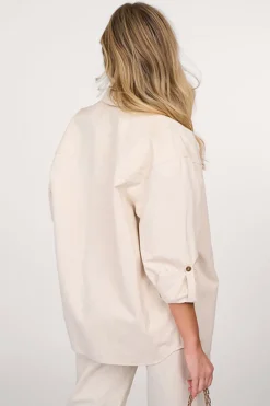 Dames blouse lange mouw bruin
