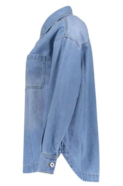 Dames blouse lange mouw blauw