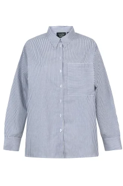 Dames blouse lange mouw blauw