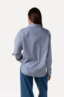 Dames blouse lange mouw blauw