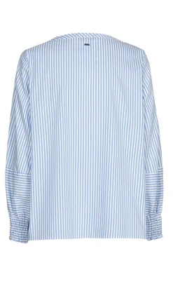 Dames blouse lange mouw blauw
