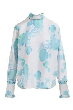 Dames blouse lange mouw blauw