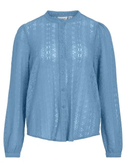 Dames blouse lange mouw blauw