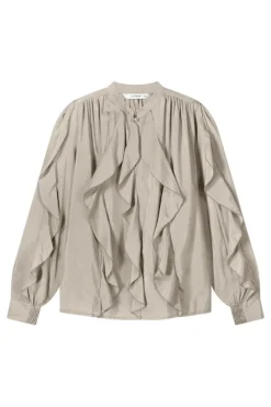 Dames blouse lange mouw bruin