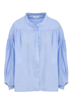Dames blouse lange mouw blauw