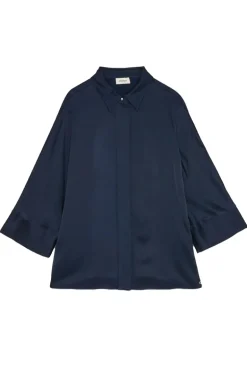 Dames blouse lange mouw blauw