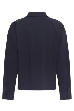 Dames blouse lange mouw blauw