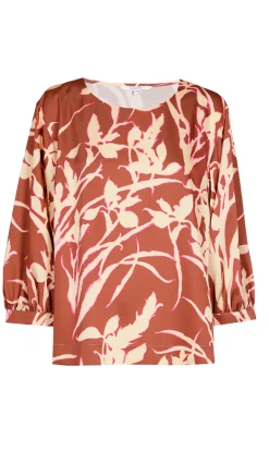 Dames blouse lange mouw bruin