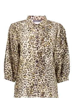 Dames blouse lange mouw bruin