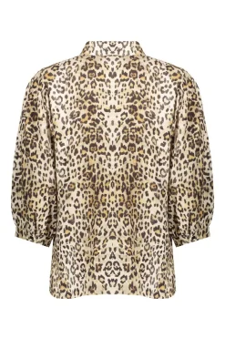 Dames blouse lange mouw bruin