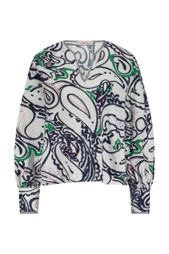 Dames blouse lange mouw blauw