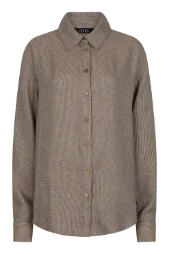 Dames blouse lange mouw bruin