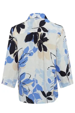 Dames blouse lange mouw blauw