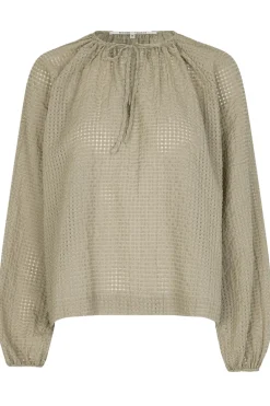 Dames blouse lange mouw bruin