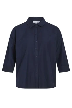 Dames blouse lange mouw blauw