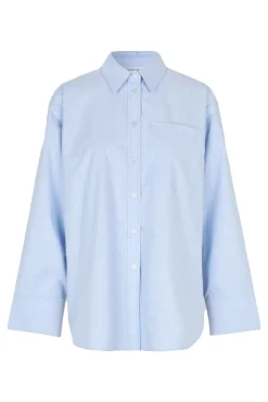 Dames blouse lange mouw blauw