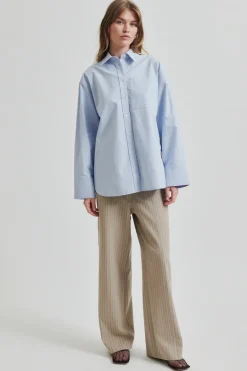 Dames blouse lange mouw blauw