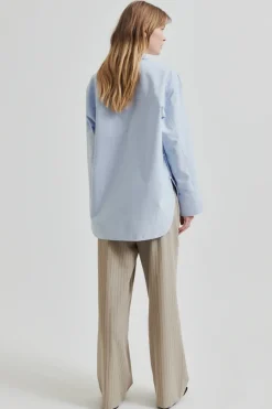 Dames blouse lange mouw blauw