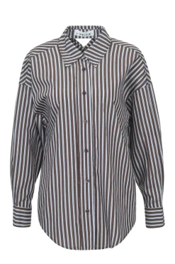 Dames blouse lange mouw bruin