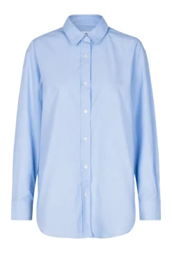 Dames blouse lange mouw blauw